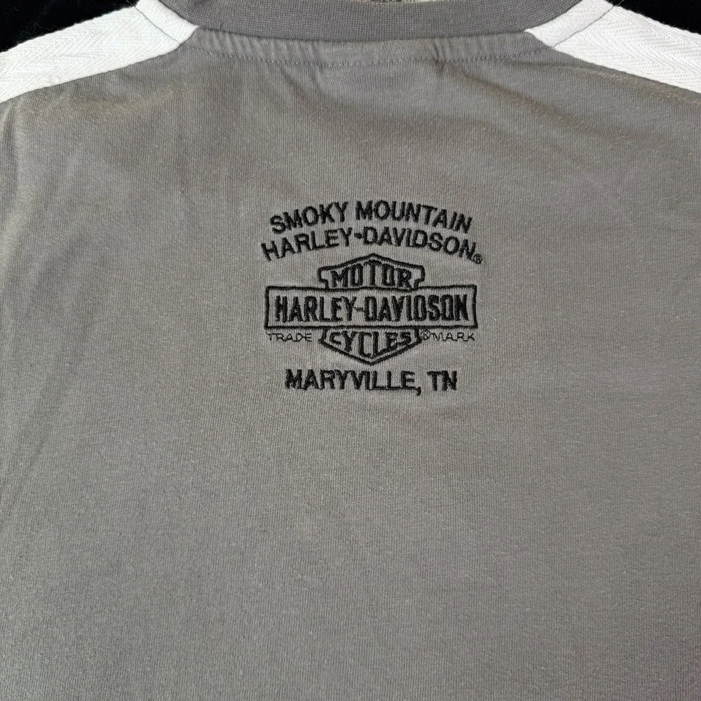 Harley Davidson #1 Victory T-Shirt Size Large Gray Black White Sleeves - Picture 5 of 7